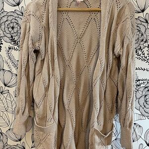 No Boundaries Tan Open-Front Cardigan